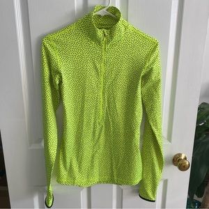 Nike Dri Fit PRO Hyperwarm Half Zip - Women’s S - Neon Green and black polka dot